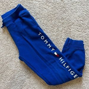 TOMMY HILFIGER royal blue joggers sweatpants fleece lined size large 12/14